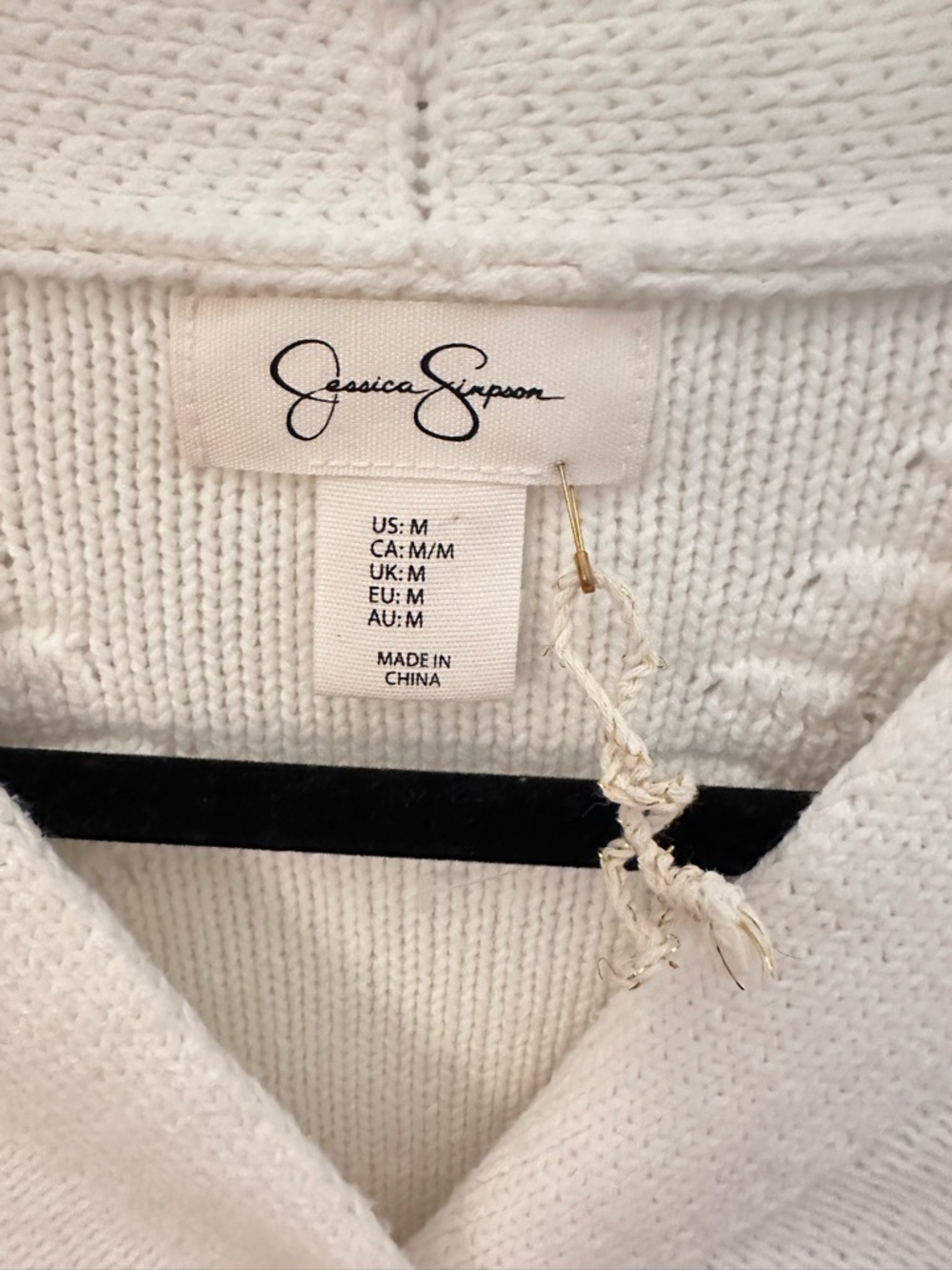 NWOT M Jessica Simpson white crotchet floral crop cotton long sleeve cardigan - Picture 5 of 13